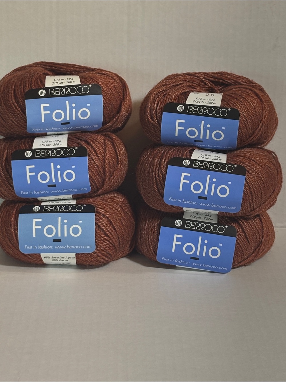 Folio by BERROCO Sweater Yarn - Rust Brown set of 6